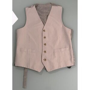 JoS A BANK Waistcoat Vest Men's 38 Short Cream Pin Stripe Adjustable Back